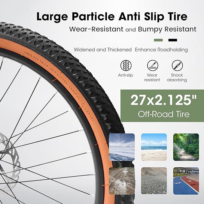 Mountain Bike 27.5 Inch Wheels, 21-Speed Mens Womens Trail Commuter City Mountain Bike,High Carbon Steel Frame Disc Brakes Thumb Shifter Front Fork Bicycles