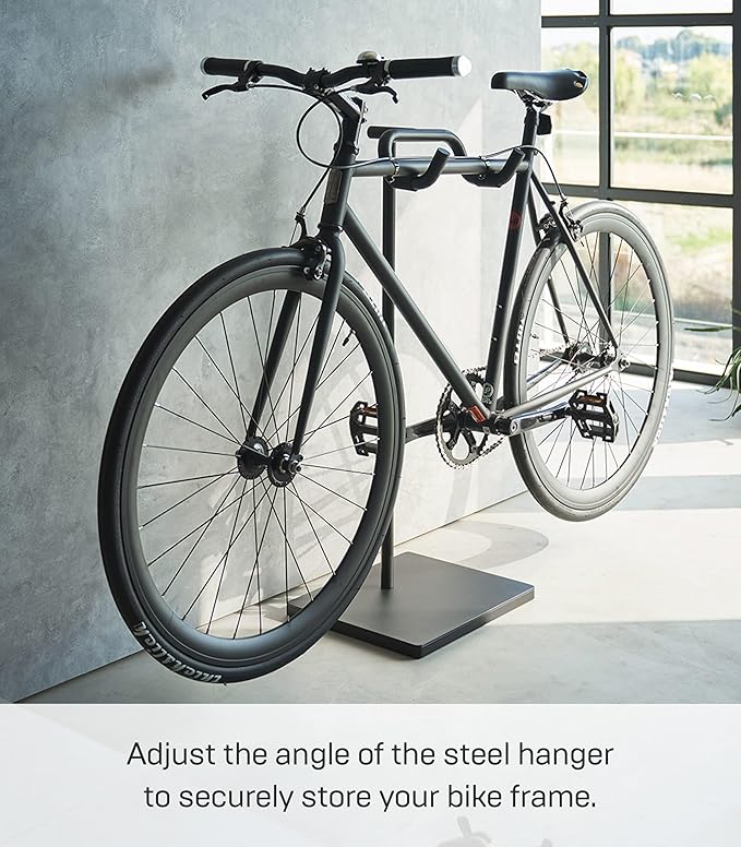 YAMAZAKI Home Tower Adjustable Bicycle Storage Stand – Slim, Anti-Slip Bike Rack For Home Or Entryway - Steel