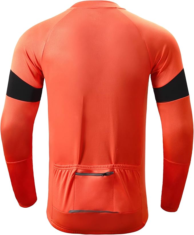 Dooy Men's Cycling Bike Jersey Long Sleeve Full Zipper Biking Shirt with 3 Rear Pockets, Breathable MTB Shirts Basic Series