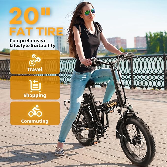 1000W Folding Electric Bike,48V 20AH Removable Battery E Bike,30+MPH,80 Miles Max Range Electric Bike for Adults,20" Fat Tire Foldable ebike,Adult Electric Bicycle for Commute Beach Snow