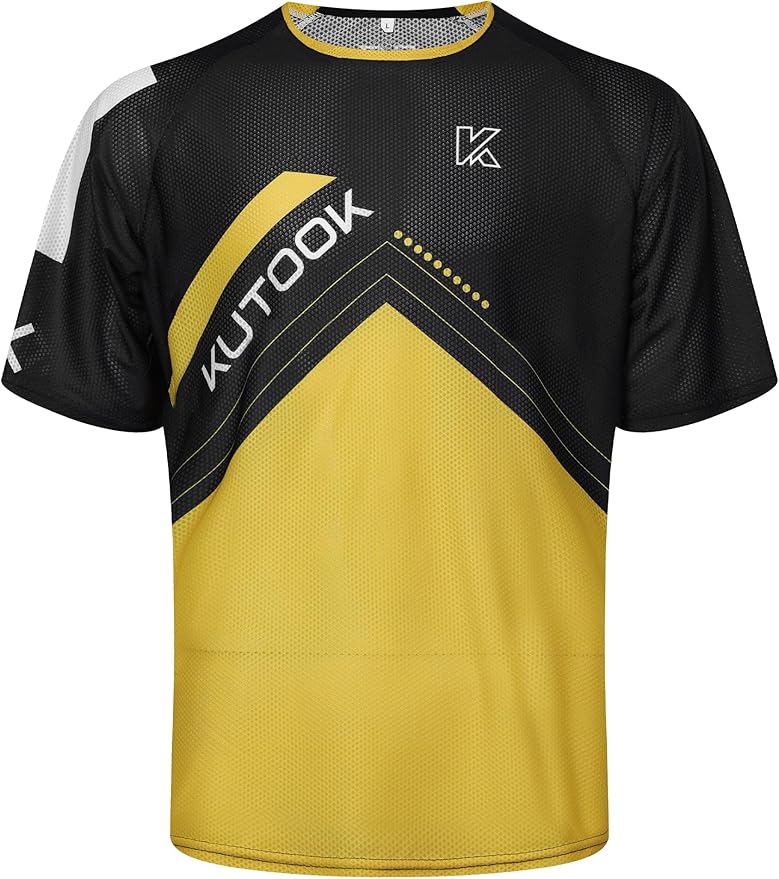KUTOOK Loose Fit Cycling Jersey Quick Dry MTB Shirts Short Sleeve Top for Men