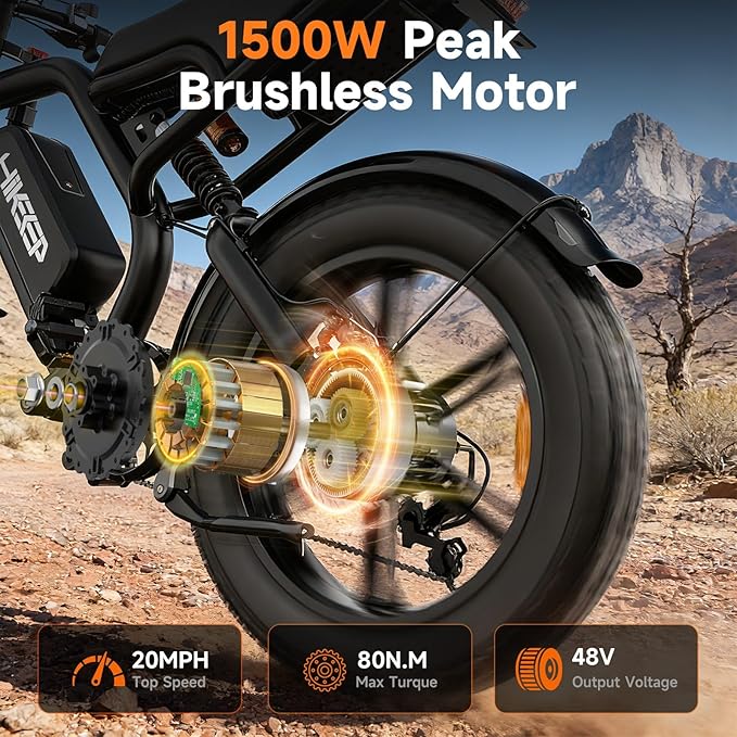 Electric Bike for Adults, 1500W-3000W Peak Ebike with Full Suspension, 20" x 4.0 Fat Tire Retro Scrambler Moped Style, 48V/52V Long Range All-Terrain Electric Bicycle, UL 2849 Certified