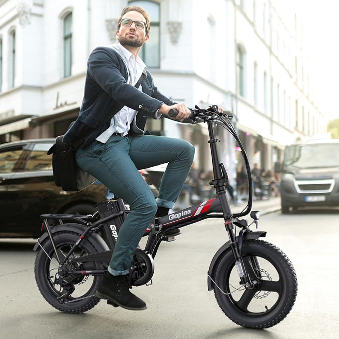 Vivi Gopina Electric Bike, 16" x 3.0 Fat Tire Electric Bike, Peak 500W Step Thru Electric Bicycle, 48V Removable Battery, Up to 40 Miles, LCD Display, 20mph, 7 Speed, SGS Certified to UL2849