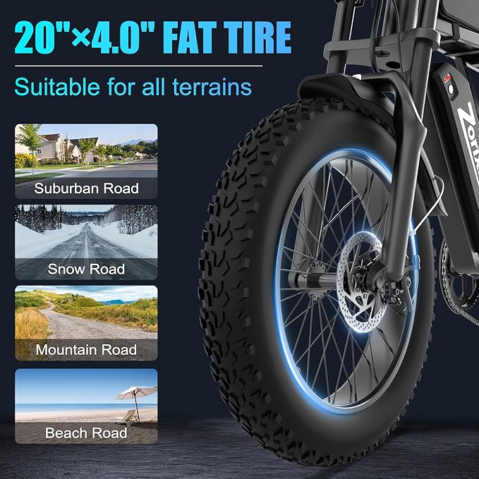 Electric Bike for Adults,48V 20AH - Peak Power 1500/3000W Brushless Motor Electric Bicycle - Max Speed 31-35MPH - Max 80 Miles Range - 20" x 4.0" Fat Tire Dirt E-Bike,7-Speed - UL 2849