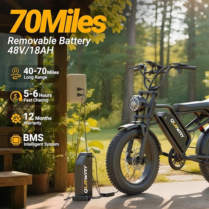 20" Fat Tire Electric Bikes for Adults, 750w Electric Dirt Bike with Full Suspension, 48V 18AH Battery Moped, 31MPH(50KM/H) Max Speed, 40-70 Miles Long Range Motorcycle Ebikes