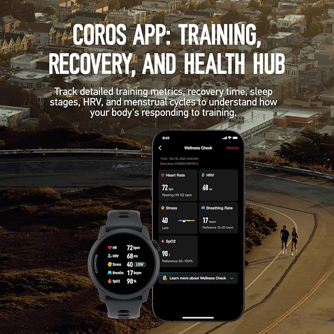 COROS PACE 4 Ultralight Sport GPS Watch, 1.2" AMOLED Touchscreen,19 days of daily use, Voice Features, Advanced Training Tools, GPS, Heart Rate Monitor, Navigation, Run, Bike, and Ski - Black Silicone