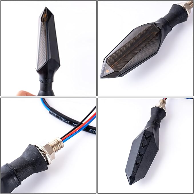 Motorcycle Led Turn Signal Lights Universal Front Rear DC 12v Flowing Blinkers Flasher Indicator Light for Electric Motorcycles Motorbike Scooter Bicycle E-Bike (Amber/Red, DC12V)