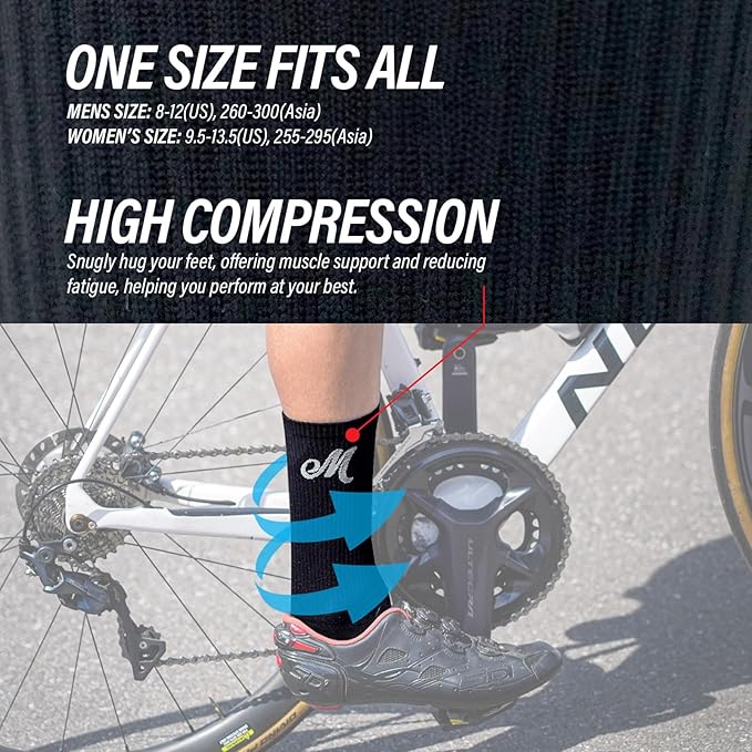 Bike PRO Compression Cycling Socks 1/2/3 Pairs, Crew Hiking Running Athletic Socks