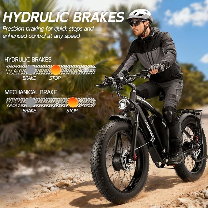 Peak 9000W Dual-Motor-Ebike with 52V 34AH 1768Wh Battery, 42-46MPH 24 Inch Dual-Motor-Electric-Bike for Adults, Up To 105 Miles with Disc Brake Fat Tire Electric Bicycle E Bike Mountain Snow