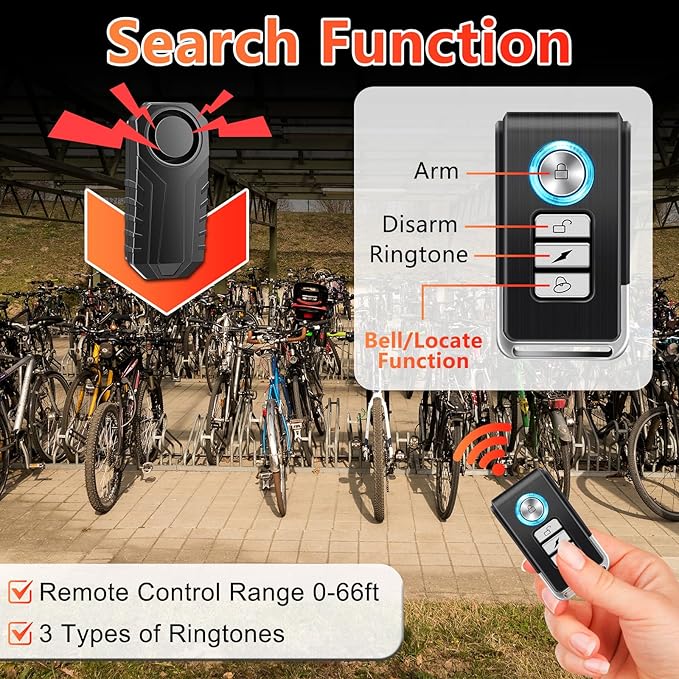 Bike Alarms,Bike Alarm Anti Theft, Bicycle Alarms with Remote,113dB Super Loud Bicycle Vibration Motion Sensor Siren Anti Theft Security System IP65 Waterproof, 5Pack