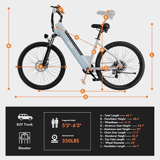 Qlife Cityone Electric Bike for Adults & Teens, Step-Through Commuter Ebike, 1000W Peak Motor, 55-Mile Range, 48V Removable Battery, 26-Inch City Tires, 7-Speed, Up to 25 MPH
