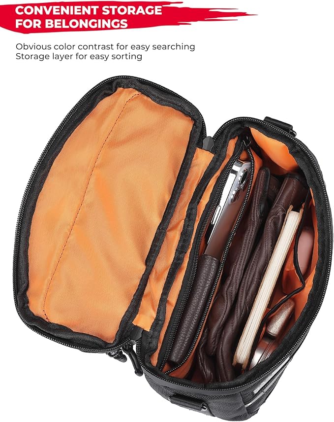 KEMIMOTO Motorcycle Handlebar Tool Bag with Reflective Strips 2.5L Bicycle Handle Bar Bag Sissy Bar Front Fork Storage Pouch Compatible with Cruiser Softail Dyna Sportsters