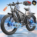 8000W Dual Motor Electric Bike for Adults 45MPH - Fast E-Bike with 52V 34Ah Battery Up to 105 Miles ,24"*4.0" Fat Tire E Bikes,Full Suspension Electric Bicycle for Snow Mountain Off-Road Commuter