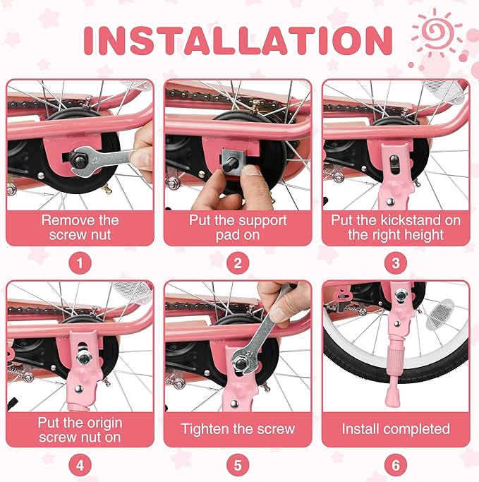 ZUKKA Bike Kickstand 14 Inch for Kids Bike Adjustable Aluminum Alloy Kickstand for Bicycles with Anti-Slip Pad for Kids Bike Universal Fit for Mountain Road Bikes