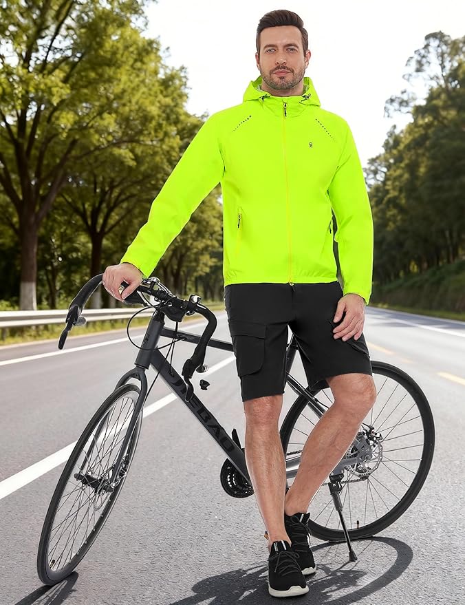 Little Donkey Andy Men's Waterproof Windbreaker Lightweight Packble Cycling Jacket for Biking, Running
