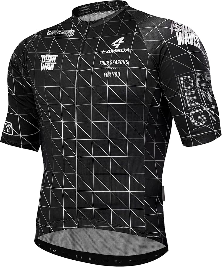 LAMEDA Men's Cycling Jersey Breathable Lightweight Bike Jersey for Men Cycling Short Sleeve Elastic Road Bike Shirt