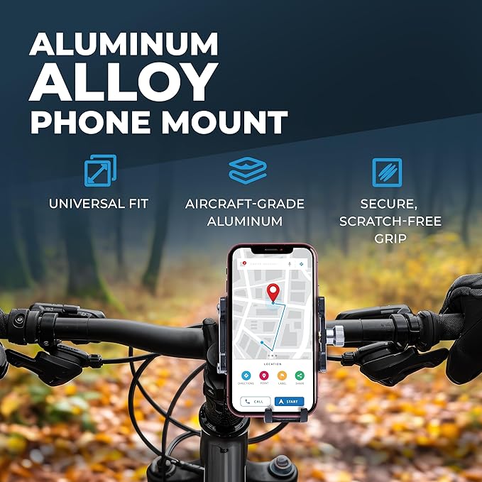 Roam Universal Cell Phone Holder Mount, Adjustable Fit for Smartphones 2" - 3.8" Wide, 7" L x 0.5" H, Hands Free Navigation System for Motorcycle eBike Dirt Bike Road Bike Cruiser Moped Scooter