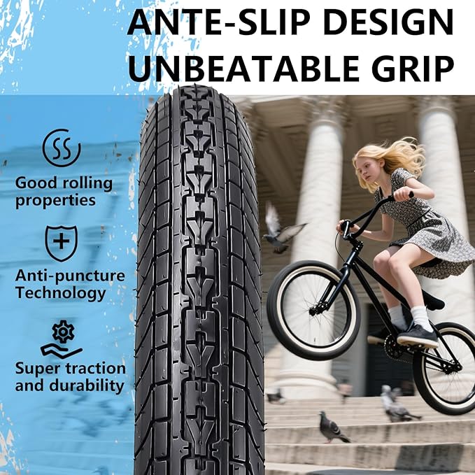 SIMEIQI 26x2.35 20x2.35 Inch Cruiser Beach Bike Tire Black White Wall or Brown Cream Wall Folding Replacement Bicycle Tire for Hybrid City Commuter Trail