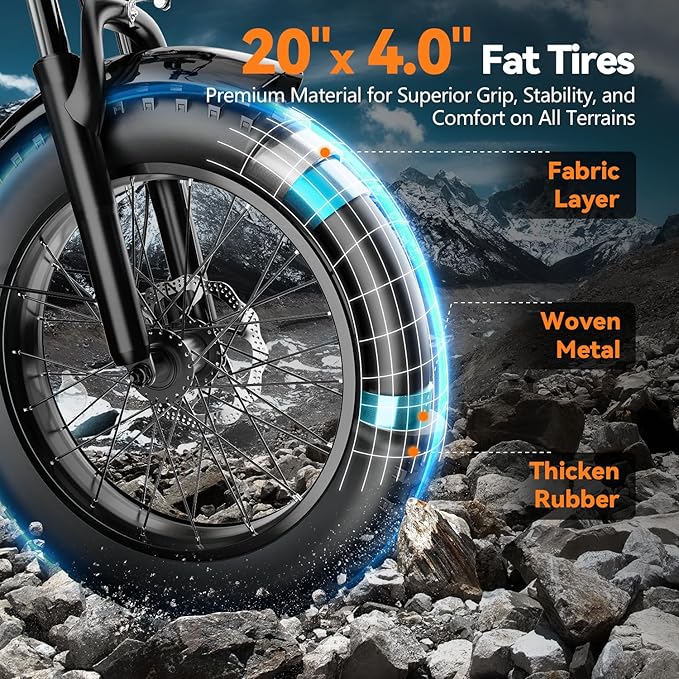 1500W Motor Electric Bike for Adults 80 Miles 30MPH Ebike 20" x 4 Fat Tire 48V 20Ah Removable Battery Mountain E Bike Commuter Front Suspension Bicycles Men Women