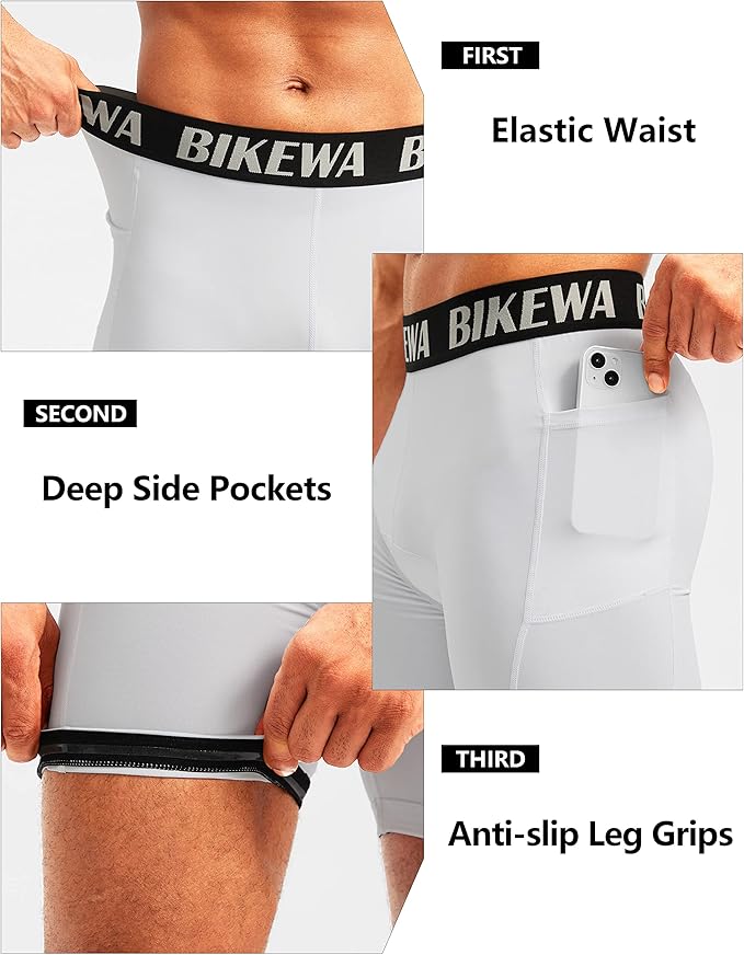 Men's 4D Padded Bike Shorts Cycling Underwear Biking Bicycle Padding Shorts for Men Side Pockets