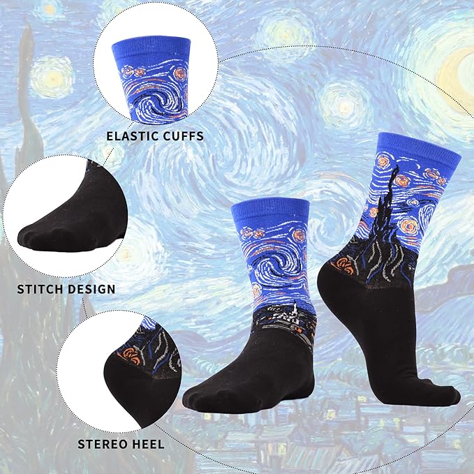 WeciBor Men's Dress Funny Crazy Colorful Novelty Combed Cotton Crew Socks 12 Pack - Size 7-10/10-13/13-15