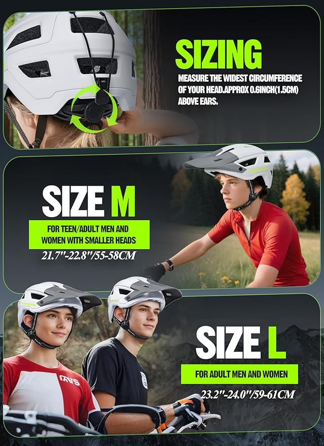 Mountain Bike Helmet for Adults & Youth Lightweight Impact-Resistant with Adjustable Dial & Removable Visor Unisex Helmet for Mountain Biking Bicycle Clcying