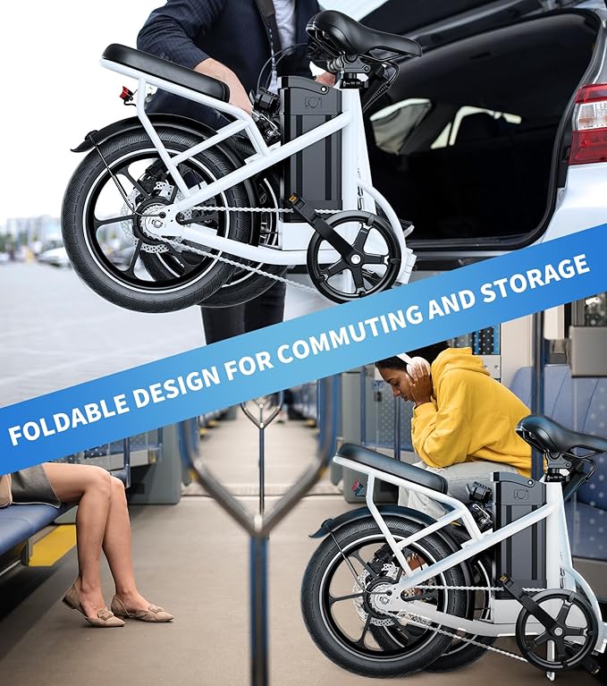 WINDHORSE 16" Folding Electric Bike for Adults, 630W Peak Motor, 20MPH, 19–35 Miles Pedal Assist Range, LCD Display, Suspension, Dual Disc Brakes, Removable Battery, Commuter Ebike