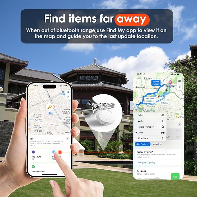Hidden GPS Tracking Devices,Real Time GPS Tracker for Vehicles Work with Apple Find My(iOS Only),Car GPS Tracker with Magnetic Case,No Monthly Fee,No SIM Card Required (Waterproof White,1PCS)