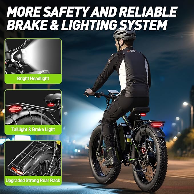 58V Max-Output Dual Motor Ebike, Peak 9000W for Adults 36AH Battery 47MPH 105 Miles Range 24 Inch Fat Tire Electric Bike LCD Display for Man Women