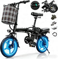 Folding Electric Bike for Adults Teens, Peak 550W Motor, 23MPH Max Speed Ebike， 48V12AH Battery 35Miles Range PAS Mode Electric Bicycles, 14" Commuter Foldable Mini E Bikes, UL 2849 Certified