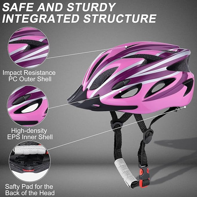 Zacro Adult Bike Helmet Lightweight - Bike Helmet for Men Women Comfort with Pads&Visor, Certified Bicycle Helmet for Adults Youth Mountain Road Biker