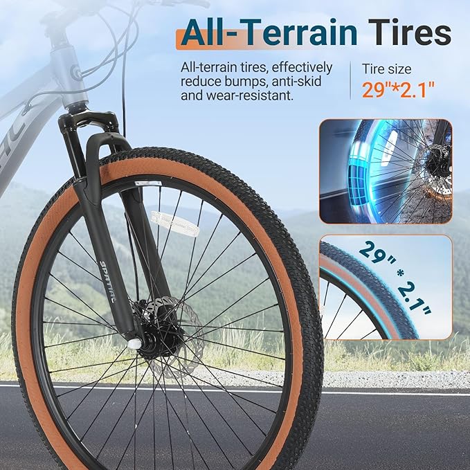 SPATIAL Mountain Bike, 20/24/26/27.5/29 inch Outdoor Cycling Bike,21/8 Speed Lightweight Aluminum Frame | Dual Disc Brakes,Adjustable Ergonomic Seat for Men Women Adult Teens