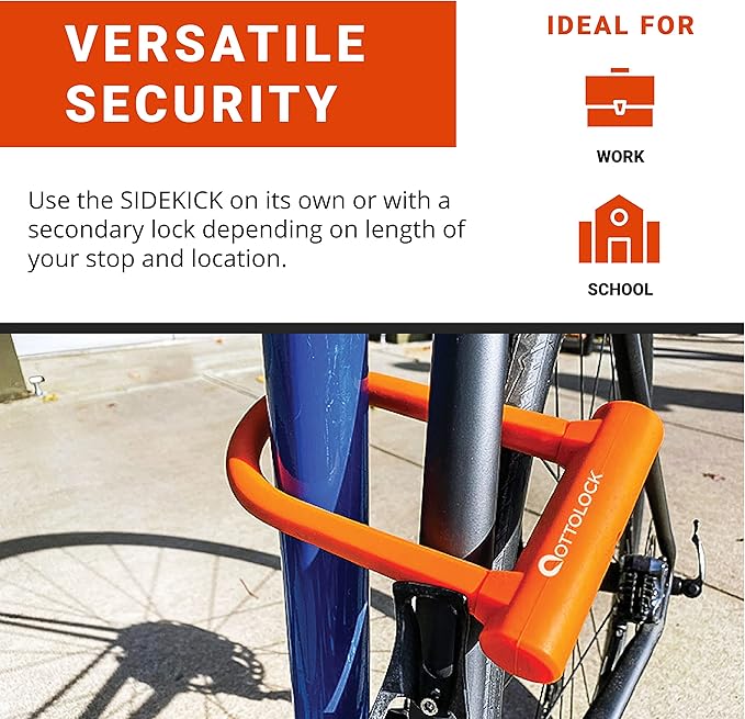 OTTOLOCK Sidekick Compact U-Lock - Heavy Duty Anti Theft Bicycle U-Lock with Keys, Silicone-Coated, Bike Accessories, Black