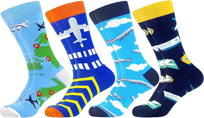 WeciBor Men's Dress Funny Crazy Colorful Novelty Combed Cotton Crew Socks 12 Pack - Size 7-10/10-13/13-15