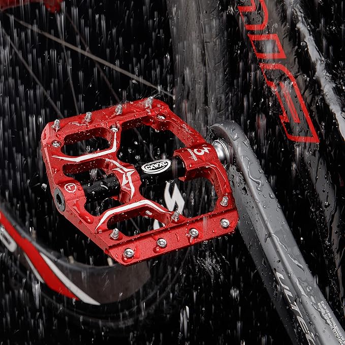 Road/Mountain Bike Pedals - 3 Bearings 9/16” Aluminum Alloy Bicycle Pedals - Mountain Bike Pedal with Removable Anti-Skid Nails