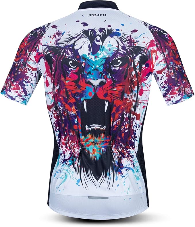 JPOJPO Men's Cycling Jersey Short Sleeved Mountain Bicycle Jerseys Breathable T- Shirt Tops S-3XL