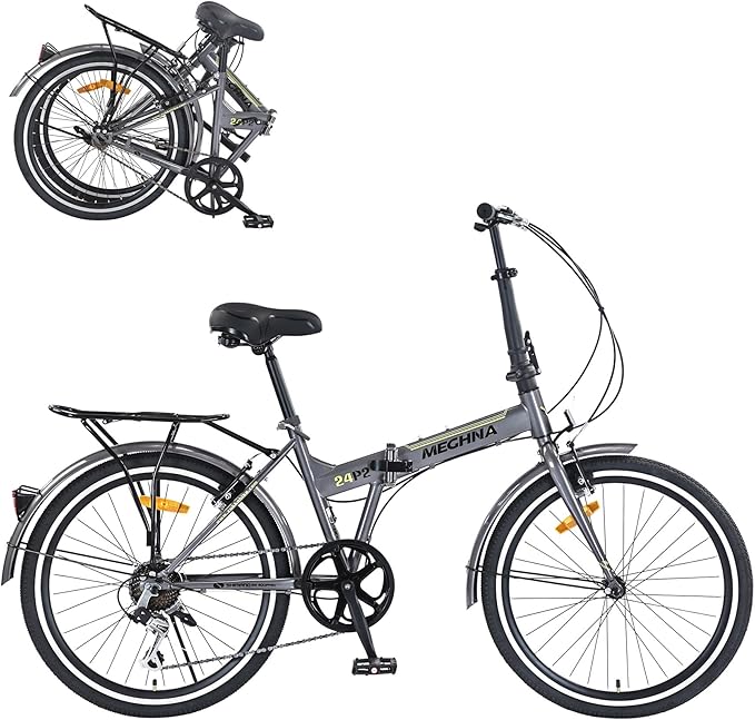24" Folding Bikes for Adults City Commuting Folding Bicycle with Steel Frame/Front and Rear are V Brakes Compact Folding Bike for Adults Men and Wome