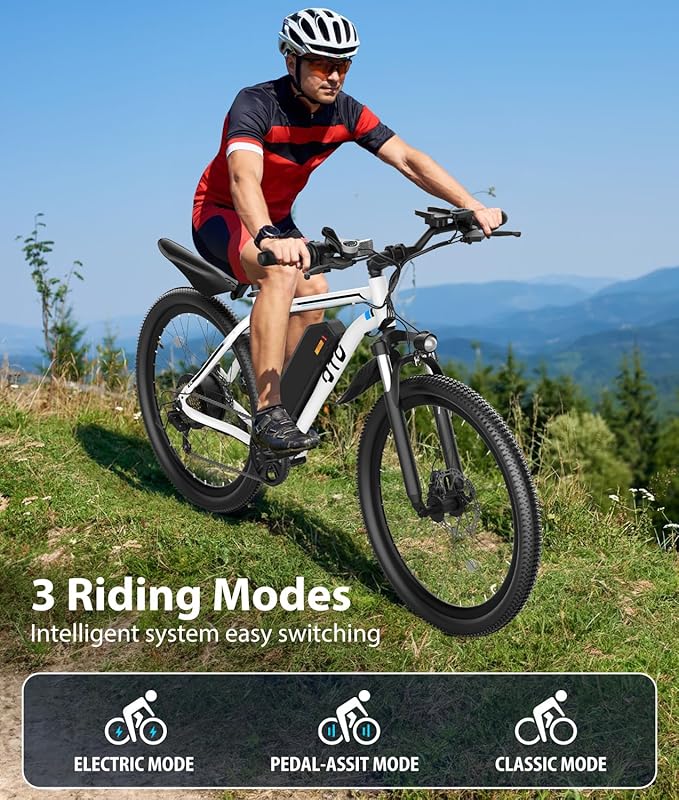 28 MPH Electric Bikes for Adults 1600W Peak Motor EBike 26 inch 90 Miles Max Range Mountain Ebikes with 48V Removable Battery Electric Bicycle with Front Suspension 7 Speed E Bike