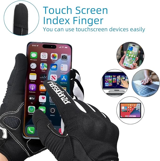 Harssidanzar Motorcycle Gloves Men Full Finger Riding Touchscreen Gloves SM061US