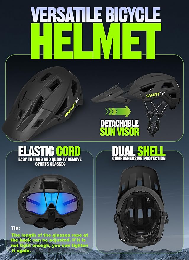 Mountain Bike Helmet for Adults & Youth Lightweight Impact-Resistant with Adjustable Dial & Removable Visor Unisex Helmet for Mountain Biking Bicycle Clcying
