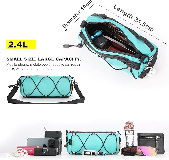 Rhinowalk Bike Handlebar Bag, Bicycle Front Bag Frame Storage Roll Bag Mountain Road Bikes Commuter Shoulder Bag Professional Cycling Accessories
