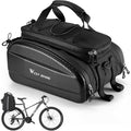 West Biking Waterproof Hard Shell Bike Rear Rack Bag 31L Capacity EVA Bicycle Trunk Pannier Bag for Commuting Touring Mountain Road E-Bike with Rain Cover (Black-3: 31L capacity)