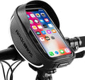 ROCKBROS Bike Phone Mount Bag Bike Front Frame Handlebar Bag Waterproof Bike Phone Holder Case Bicycle Accessories Pouch Sensitive Touch Screen Compatible with iPhone Below 6.5"