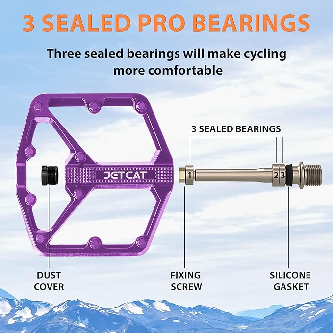 Mountain Bike Pedals Flat - MTB Pedals Flat, Bicycle Pedals, Road Bike Pedals, BMX Pedals, for BMX MTN Road Gravel EBike, Specialized Parts, Adults, Aluminum Metal Stamp 9/16"