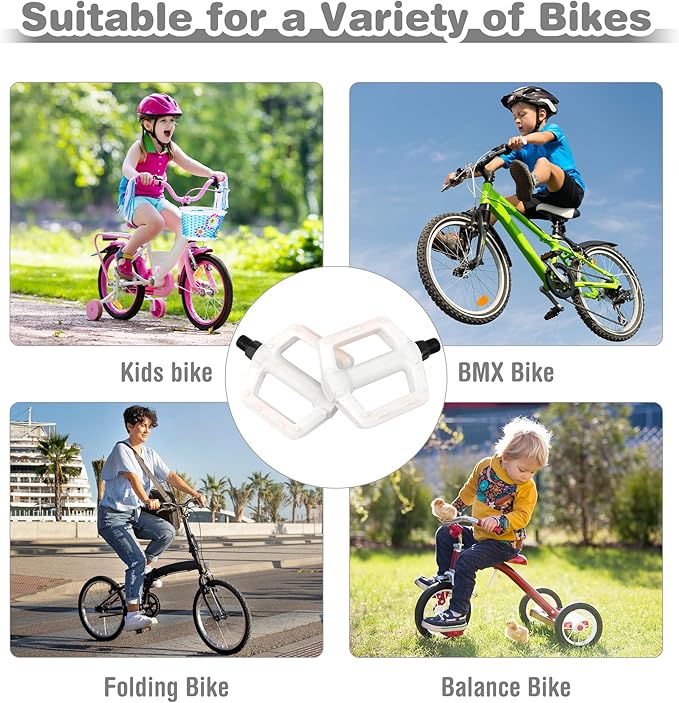 ZUKKA Bike Pedals 1/2-Inch Bike Pedals Non-Slip Kids Bike Peals with Reflective Strips on Sides Multiple Color for Mountain Bike Kid Bike Freestyle BMX Bike