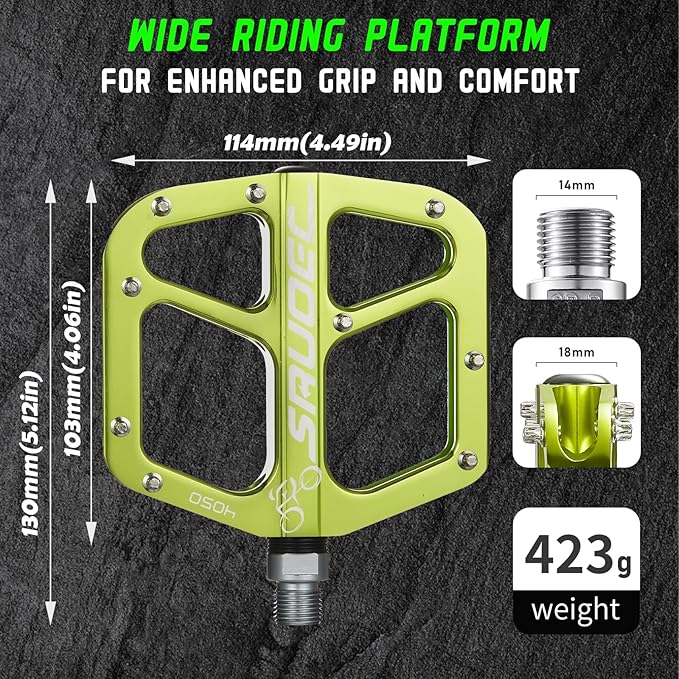 Universal Aluminum Bike Pedals for BMX/MTB, Wide Platform