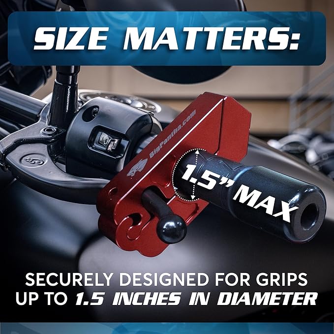 Motorcycle Grip Lock - Heavy Duty Brake/Handlebar/Throttle Lock That Secures Your Bike, Scooter, Moped, or ATV in Under 5 Seconds! - Anti Theft Motorcycle Lock W/Free Holster (Red)