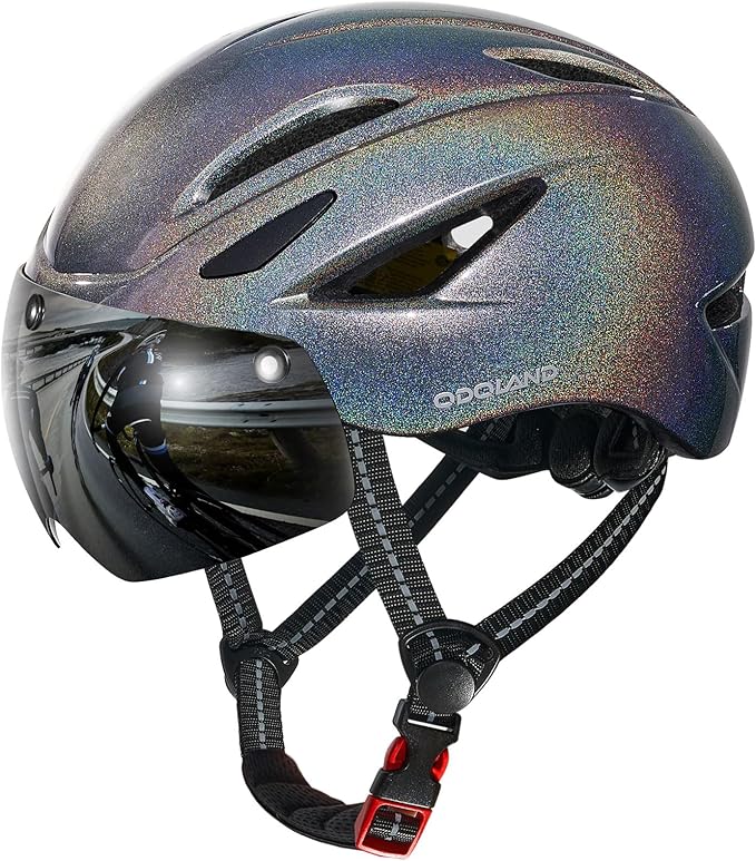 Odoland Bike Helmet with Magnetic Sun Visor for Adults, Glasses-Friendly Design Adjustable Dial Cycling Helmet for Men & Women, Urban Riding Bicycle Helmet for Mountain, Road, E-Bike, Commuting