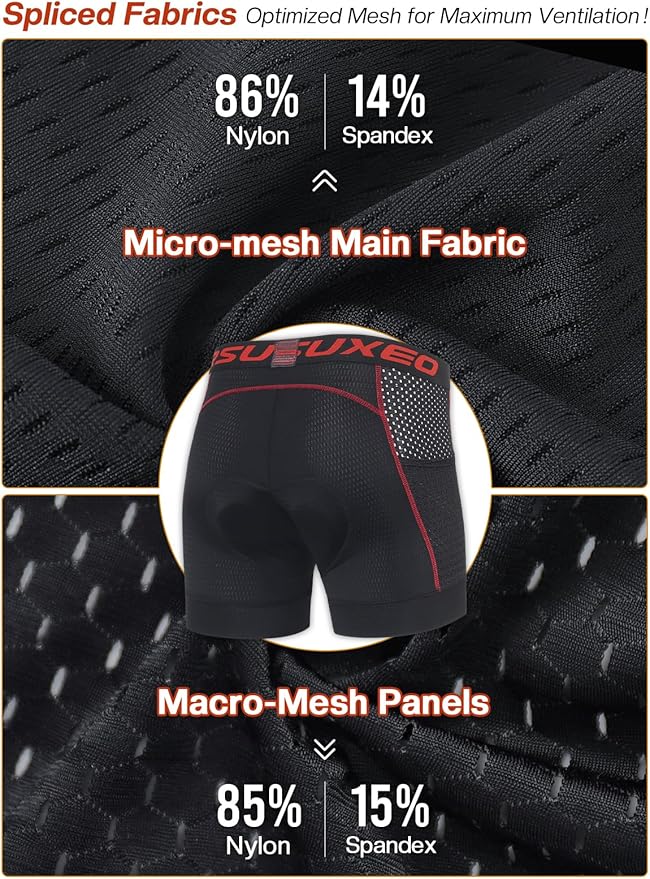 ARSUXEO Cycling Underwear Men With Pockets 4D Padded Bike Shorts Bicycle Biking Cycling Shorts