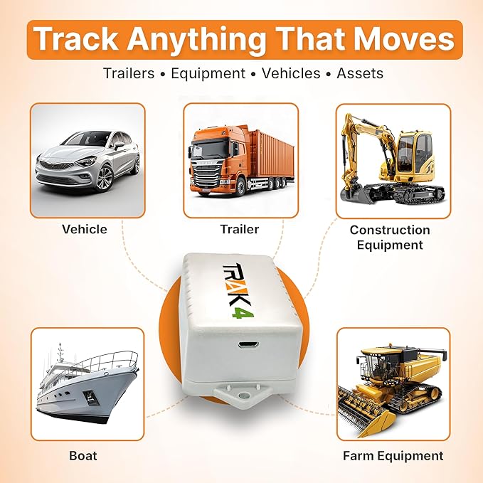 Trak-4 GPS Tracker for Vehicles, Assets, Equipment. Long Battery Life, Waterproof, Global Tracking. Low-Cost Subscription Required.